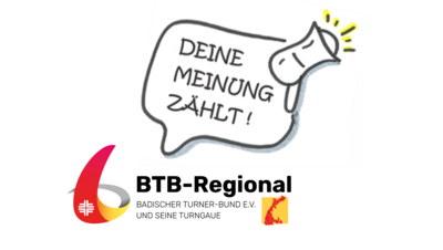 BTB-Regional Logo mit Sprechblase: Deine Meinung zählt!