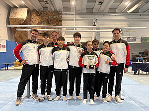 Gruppenbild Deutsche Auswahl männlich mit Trainern bei U16 Länderkampf in Mortara, Italien 2025