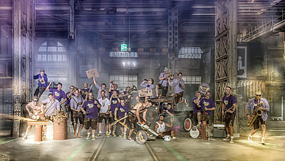 Froschenkapelle: Band mit Musikinstrumenten