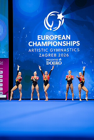 Gruppenbild deutsches TurnTeam bei EM in Zagreb 2026