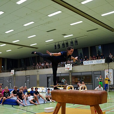 Symbolbild Teilnehmerin turnt Pferd bei Championchips im Camp Breisach 2026